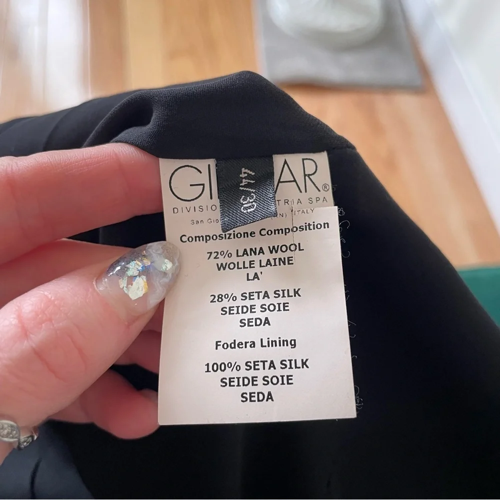 Giambattista Valli Vintage Silk Wool Black Structured Pencil Skirt EUC IT44 US8